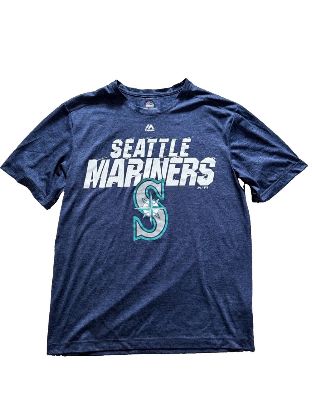 Seattle Mariners Mens Medium Cool Gear Blue T Shirt Dry Fit Style EUC